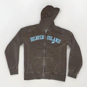 Genuine Pigment Dyed Brown Beaver Island Zip-up Hoodie Jacket Size Small